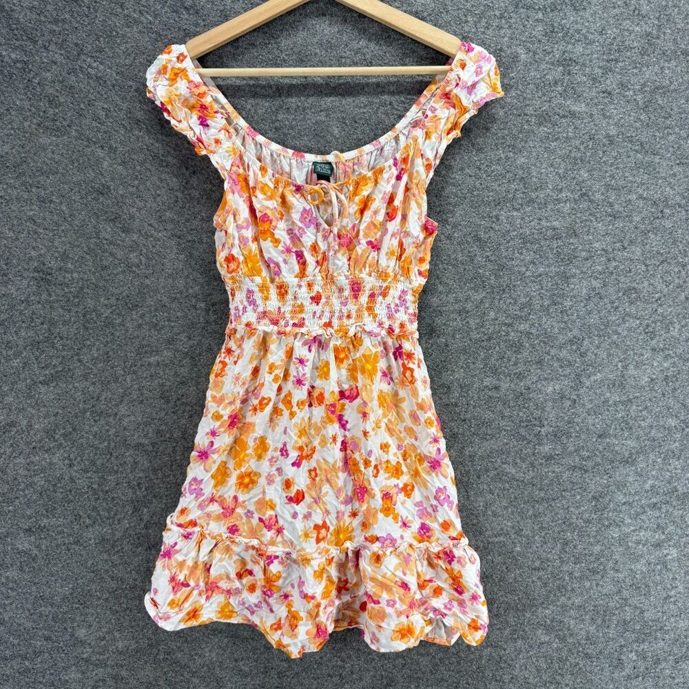 Wild Fable Dress Women XS White Floral Sheath Midi Elastic Waist Rayon Casual